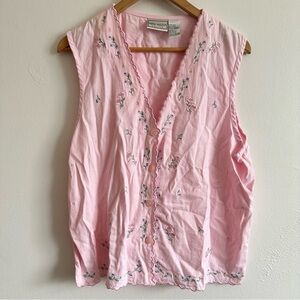 Embroidered Pink Sleeveless Blouse
